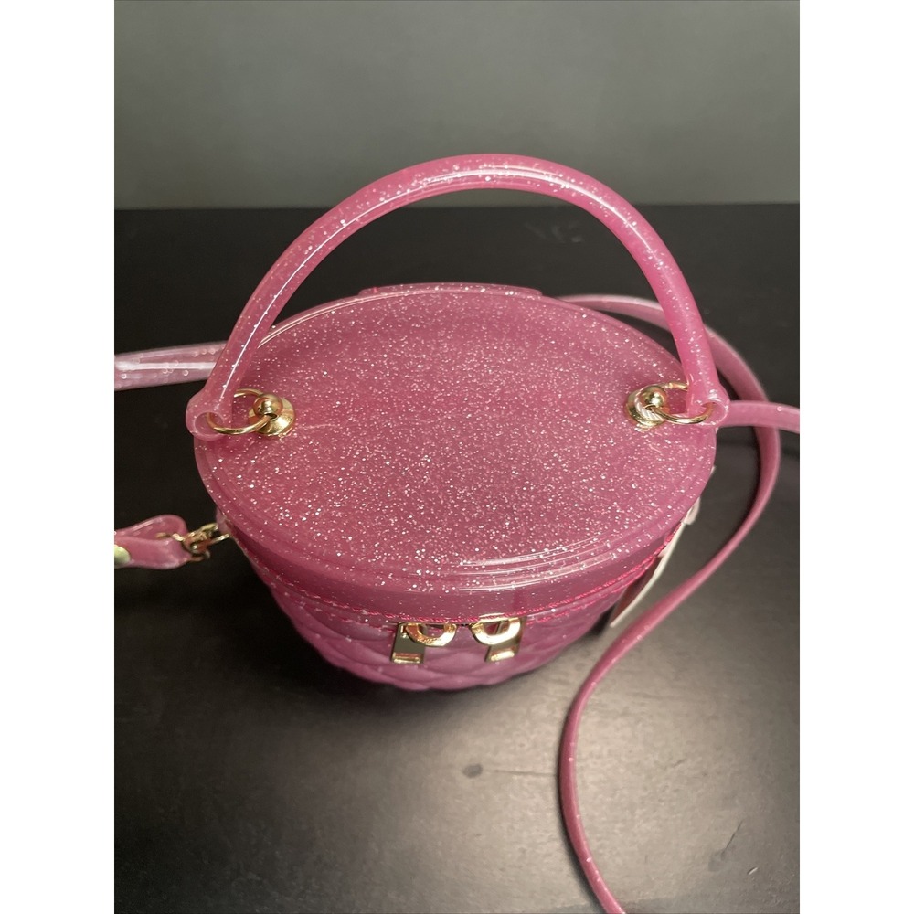 pink jelly quilted glitter Barbie core mini purse Detachable Strap New - Picture 3 of 8